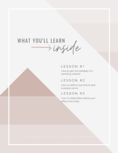 start your wedding planning buisness