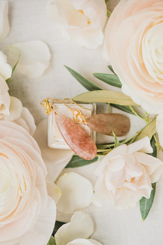 peach and gray spring wedding