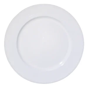 white beaded charger plate