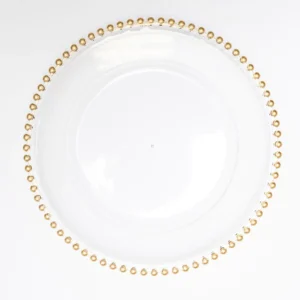 rent Atlanta gold glass beaded charger plate